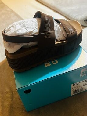 Reef Chocolate Brown Platform Slide Sandals